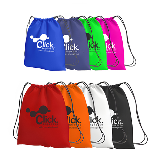 Sacola Bag em Nylon, 34x40cm alça 29cm, impressão 1 cor serigrafia.